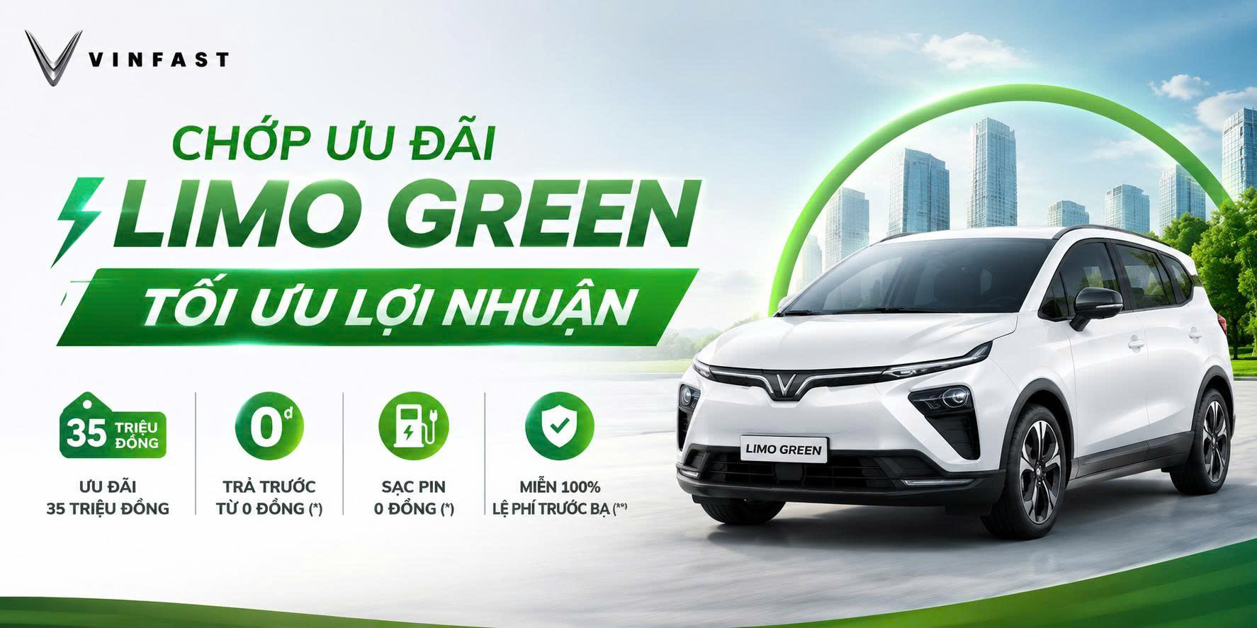 VinFast Limo Green ưu đãi đến 35 triệu đồng – Cơ hội tối ưu chi phí đầu tư xe điện